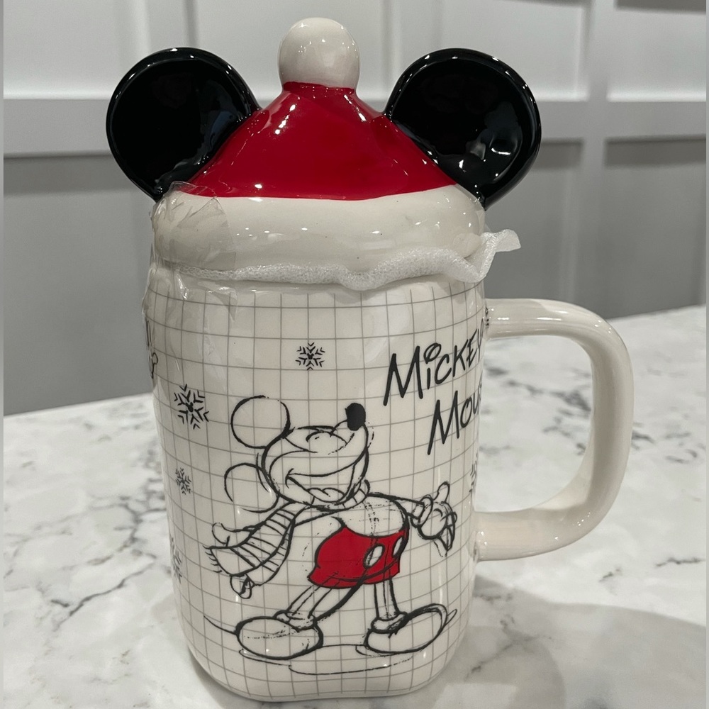 Mickey Mouse Holiday Mug with Santa Hat/Ears Lid